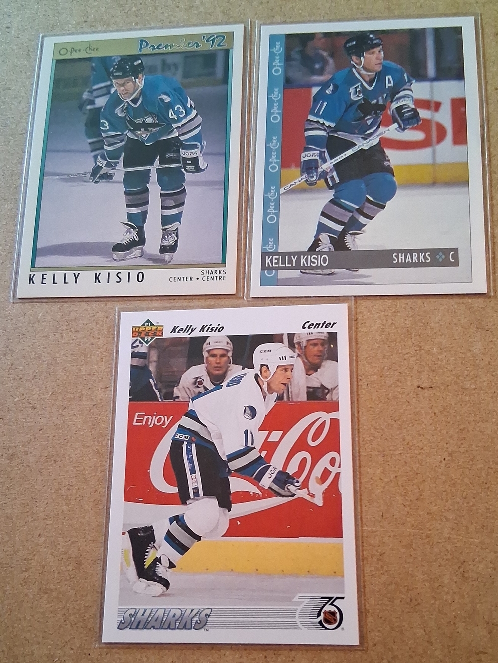 Kelly Kisio NHL Hockey Card Lot - San Jose Sharks Teal & White